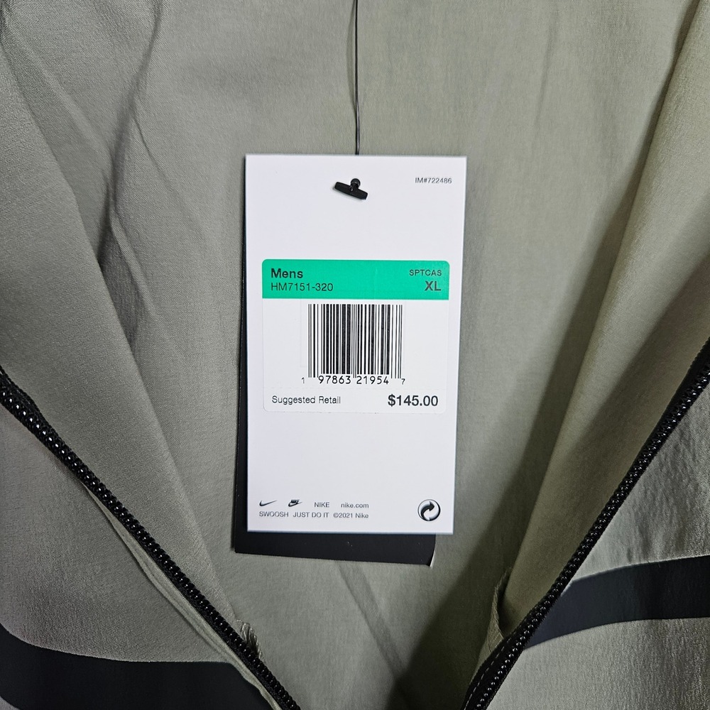 Nike Tech Woven Windrunner Hooded Jacket Mens XL Moss Green HM7151-320 New - Picture 3 of 8